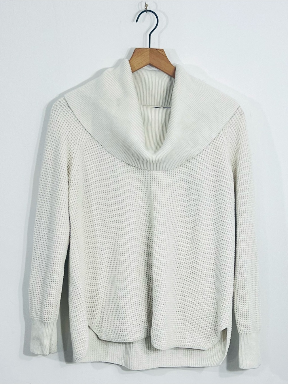 MICHAEL Michael Kors Ivory Thick Knit Pullover Cowl Neck High Low Cozy Comfy